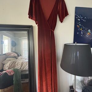 Baltic Born Velvet Wrap Dress in burnt orange